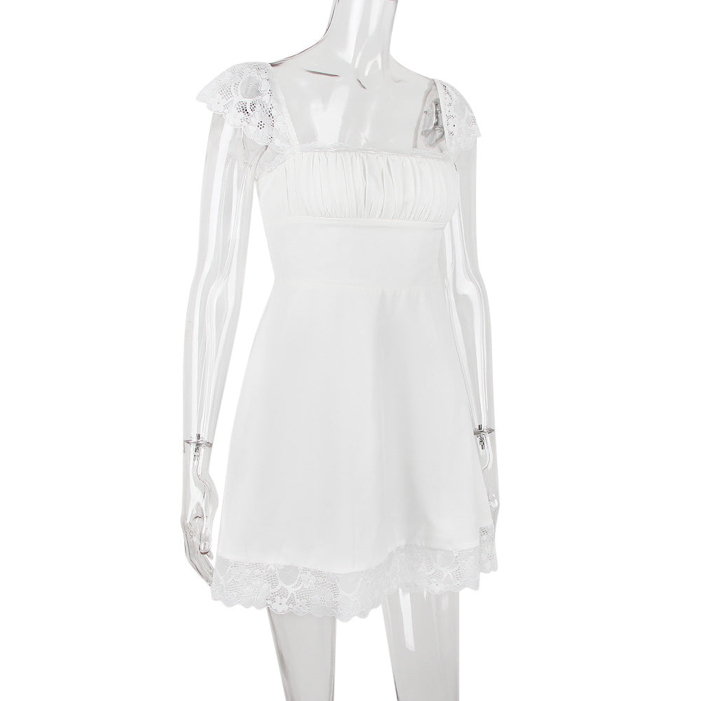 AIIZIE SATIN LACE MINI DRESS - product image