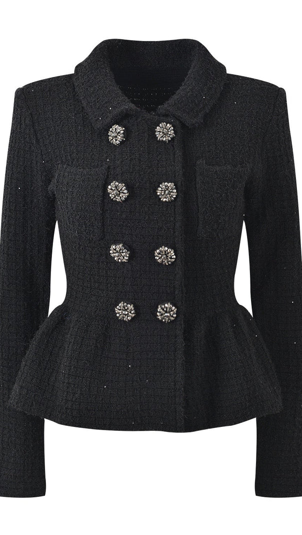 AIIZIE TEXTURED KNIT JACKET SKIRT SUIT IN BLACK - product image