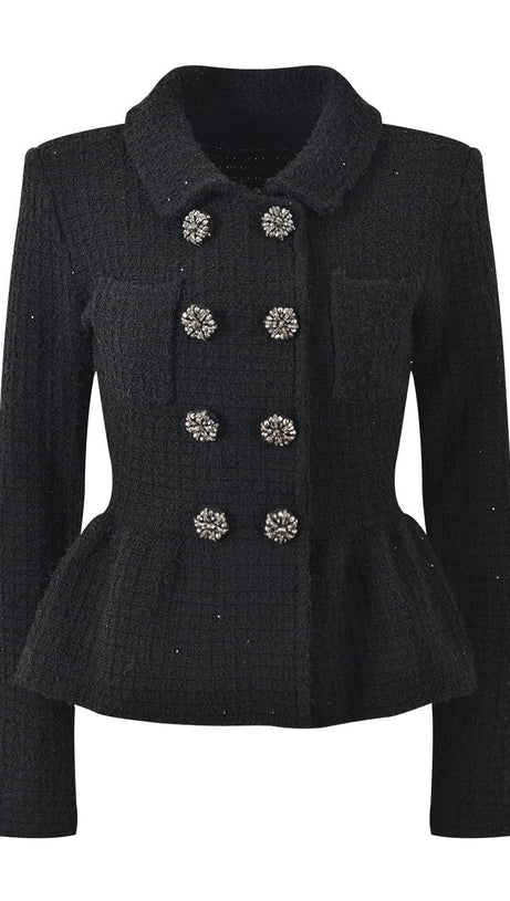 COMPLETO GIACCA GONNA IN MAGLIA TEXTURED NERO