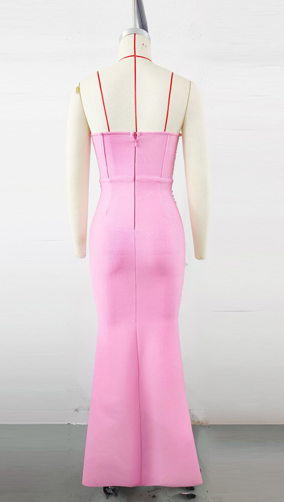 Pearl Bandage Maxikleid Tube Top Fischschwanz Rosa 