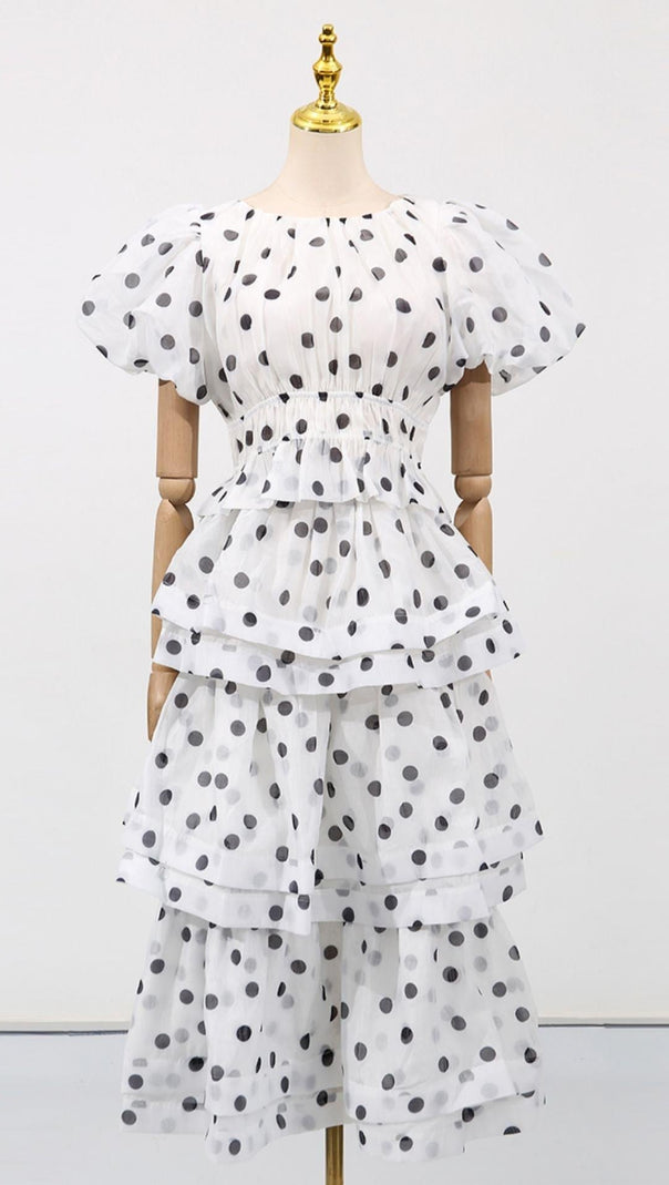 AIIZIE COLETTE POLKA DOT RUFFLE SKIRT TWO PIECE SET - product image