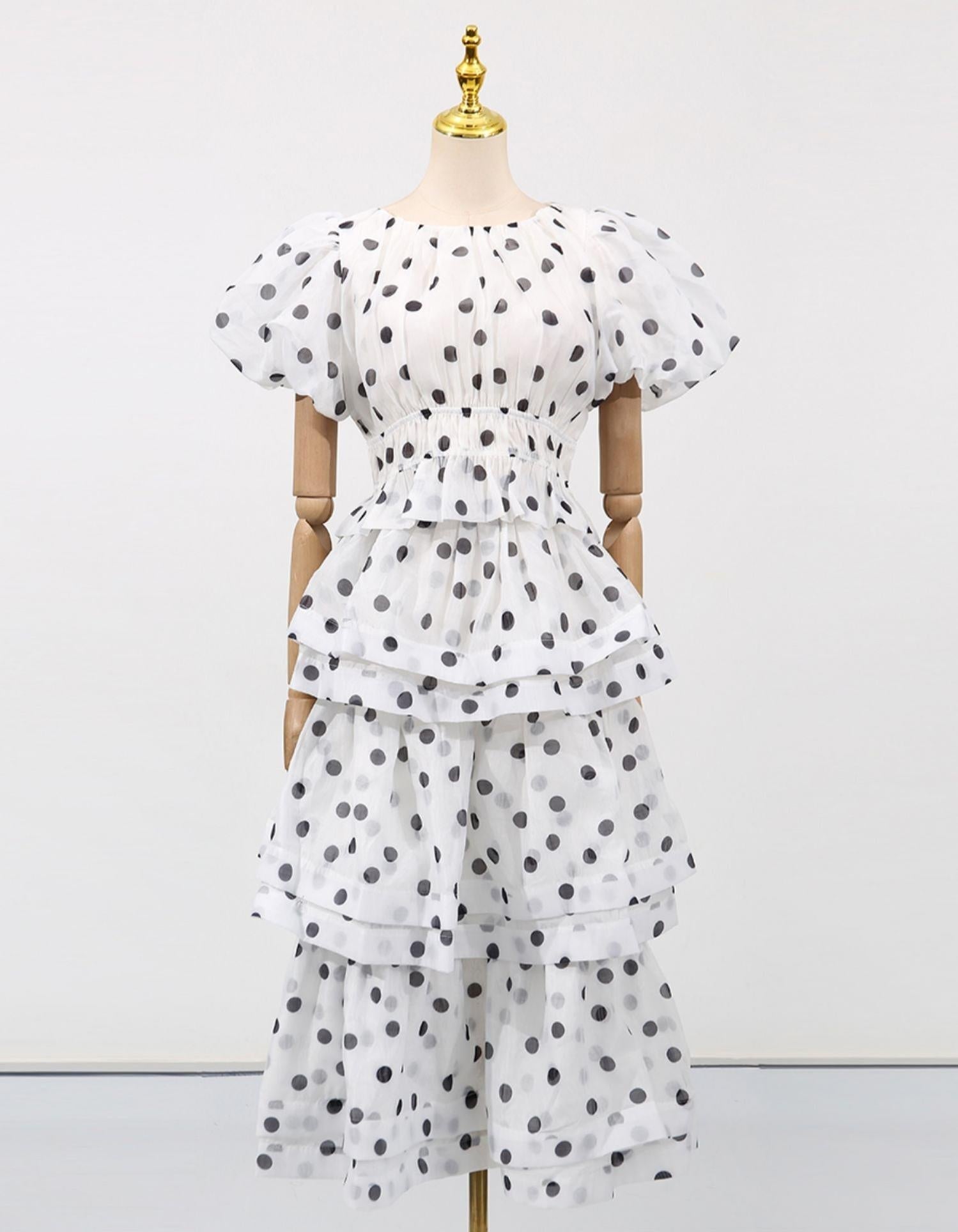 COLETTE POLKA DOT RUFFLE SKIRT TWO PIECE SET