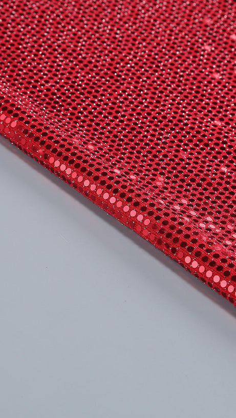 FLOWER EMBELLISHED CUTOUT SEQUIN MAXI DRESS IN RED