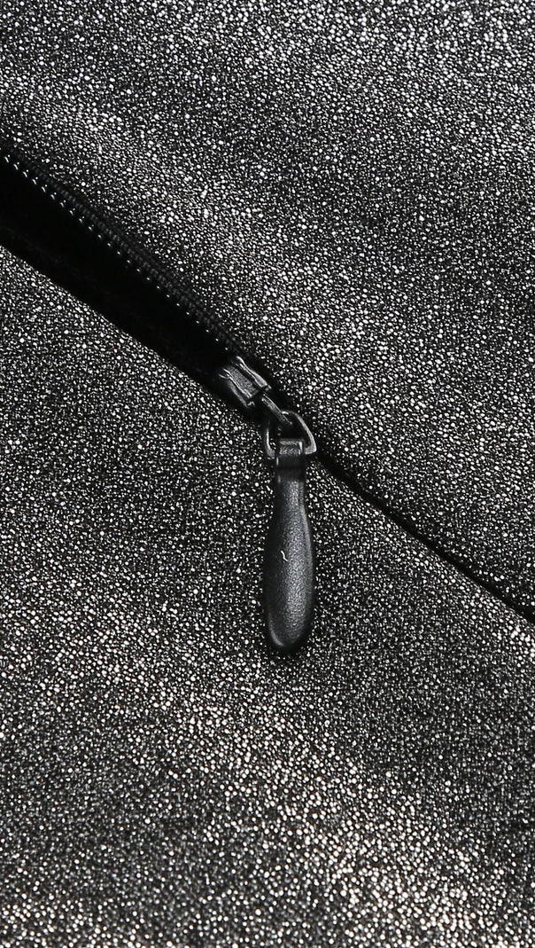 AIIZIE MIRABELLE HALTER JUMPSUIT IN BLACK SILVER - product image