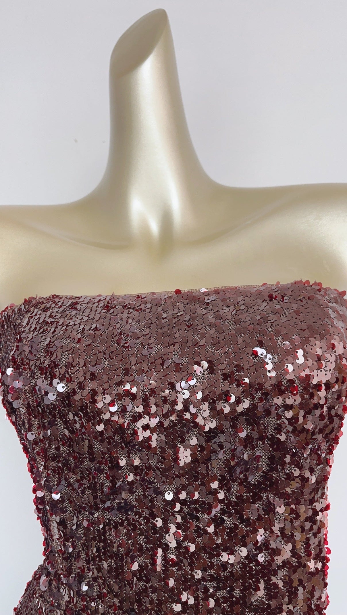 AIIZIE STRAPLESS SEQUIN MINI DRESS IN BURGUNDY - product image