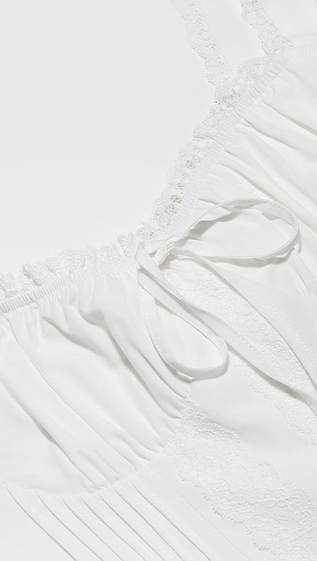 LACE CORSET MINI DRESS IN WHITE