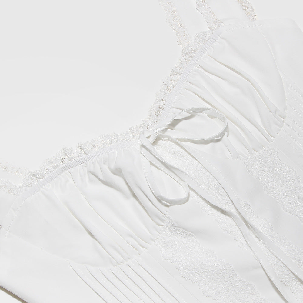 MINI ABITO CON CORSETTO IN PIZZO BIANCO 