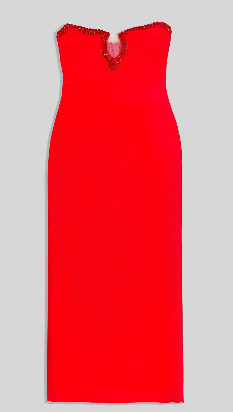 ABITO LUNGO DA SERA CON FASCIA ROSSA E DIAMANTI
