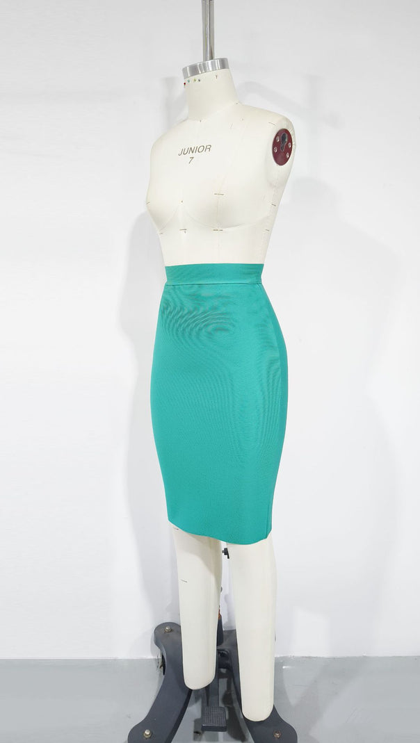 AIIZIE MINT GREEN KNITTED MIDI SKIRT - product image