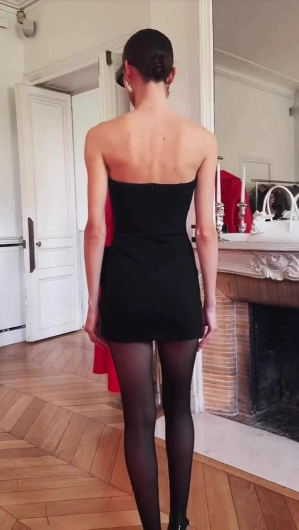 AIIZIE CAROLINE ROSETTE-DETAILED MINI DRESS IN BLACK - product image