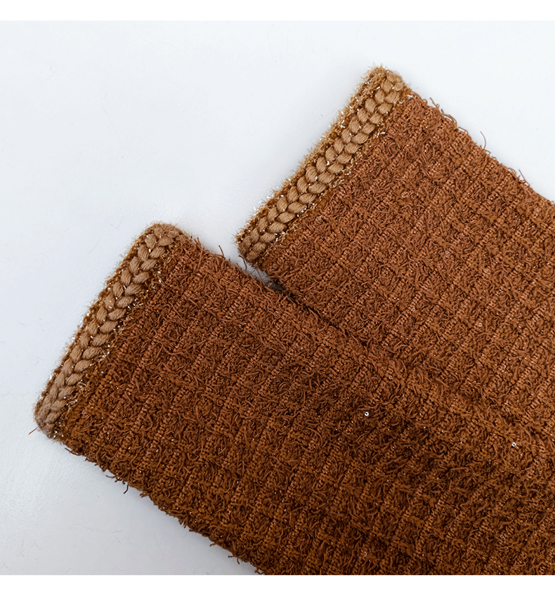 AIIZIE AMELIA BRAIDED-EDGE TWEED MIDI DRESS IN BROWN - product image