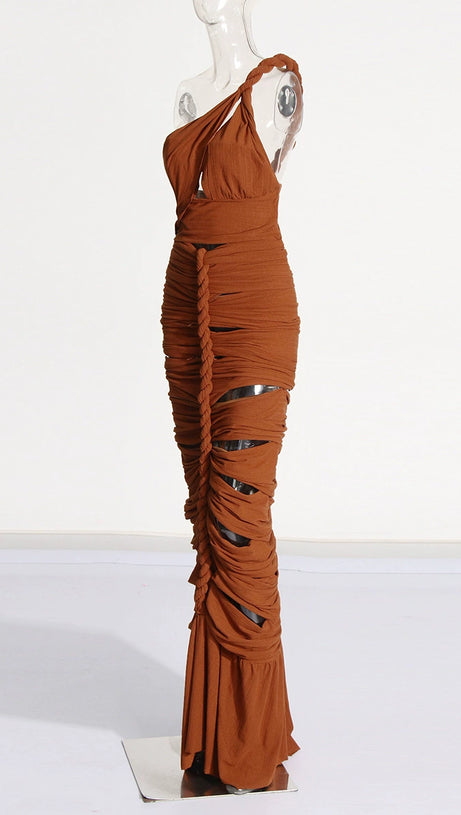 TAMMY BROWN TWISTED CUTOUT MAXI DRESS