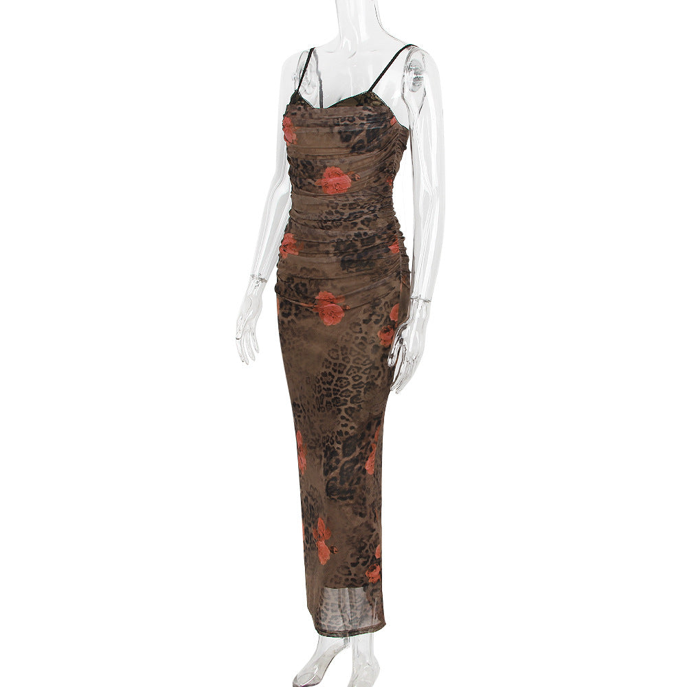 AIIZIE FLORAL PRINT LEPOARD MAXI DRESS - product image