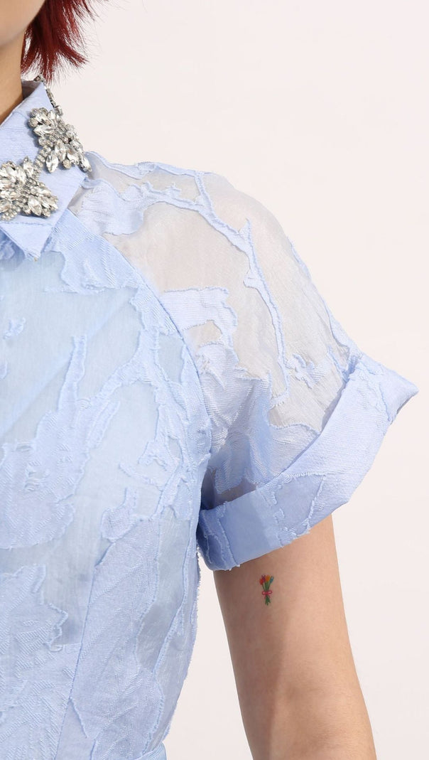 AIIZIE DAISY CRYSTAL EMBELLISHED MIDI DRESS IN BLUE - product image