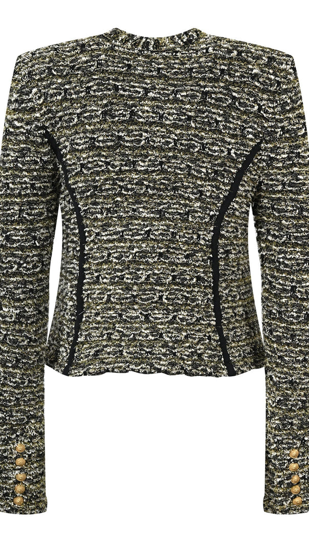 AIIZIE CROPPED LUREX TWEED JACKET IN GOLD - product image