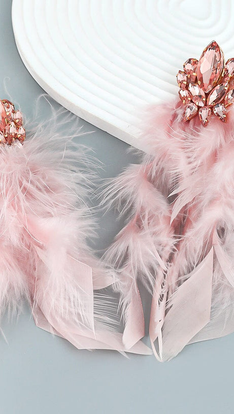 RHINESTONE FEATHER EARRINGS