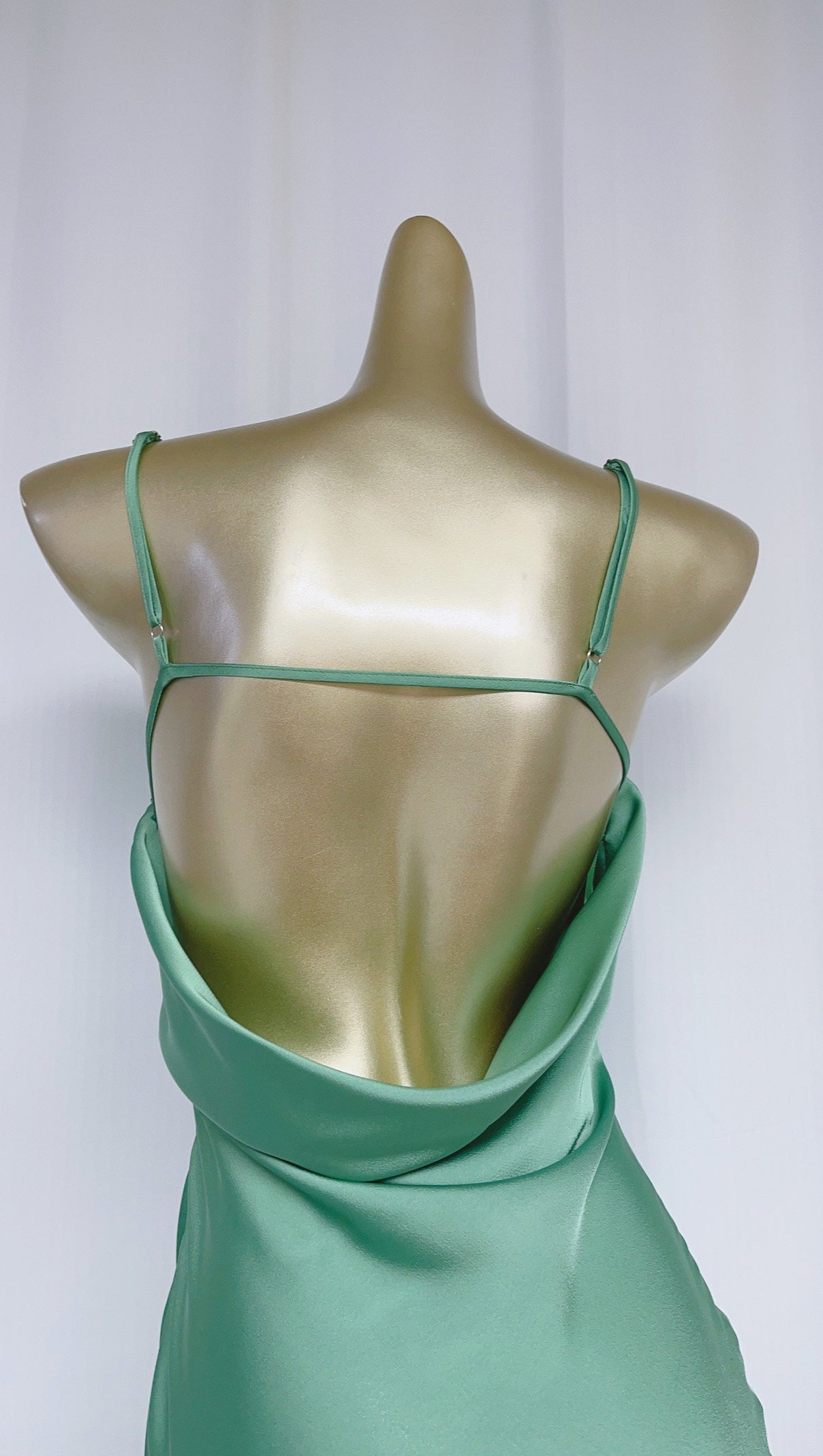 AIIZIE VIDA SATIN MIDI DRESS IN JUNIPER GREEN - product image