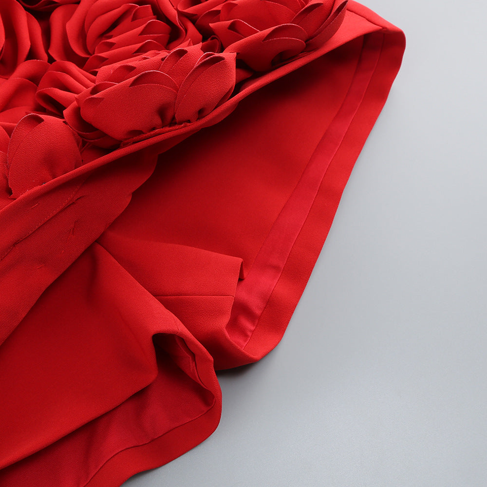 AIIZIE 3D FLOWER EMBELLISHED SKIRT IN RED - product image
