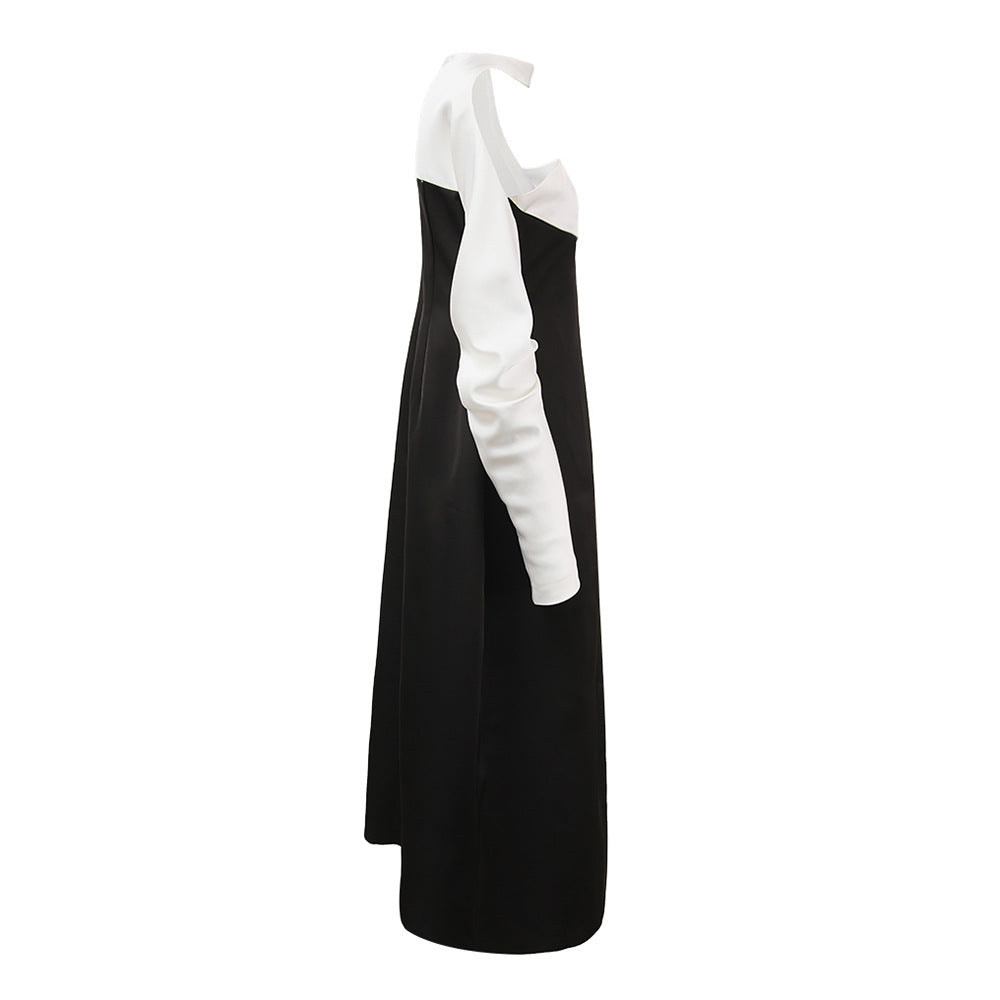 AIIZIE ARLENE BLACK LONG SLEEVED CUT OUT SILK TAFFETA MIDI DRESS - product image