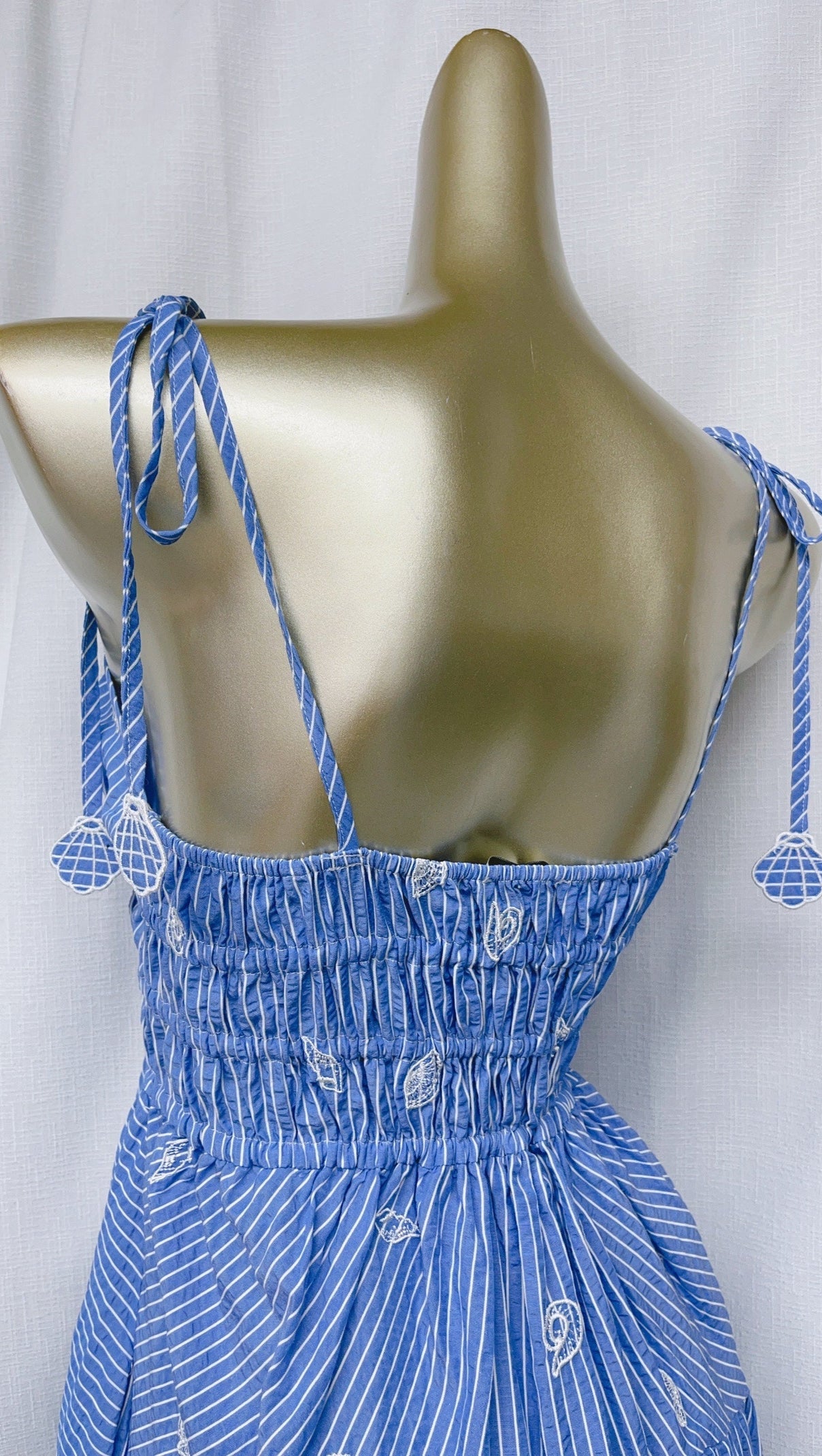 AIIZIE SIMONA EMBROIDERED STRIPES MIDI DRESS IN BLUE - product image