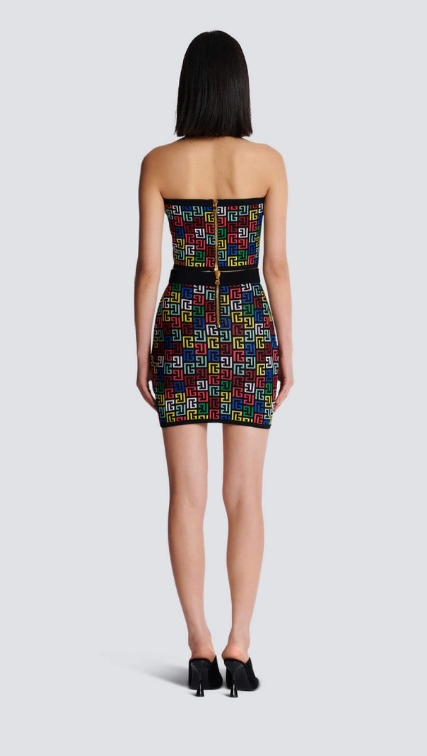 AIIZIE RACHEL MONOGRAM KNIT HALTERNECK TOP SKIRT SET - product image