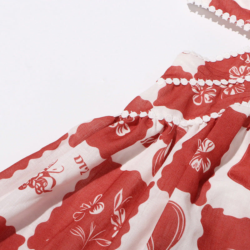 ABITO CON STAMPA MULTICOLORE E SCOLLO A V