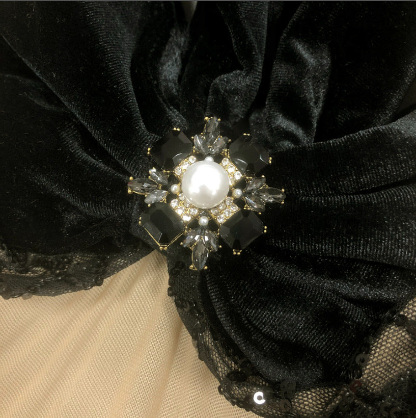 AIIZIE BOW DETAIL SEQUIN MAXI DRESS BLACK - product image