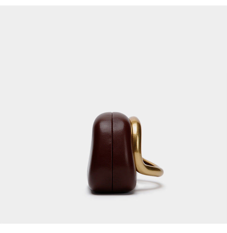 CURVED METAL BOX BAG IN BURGUNDY