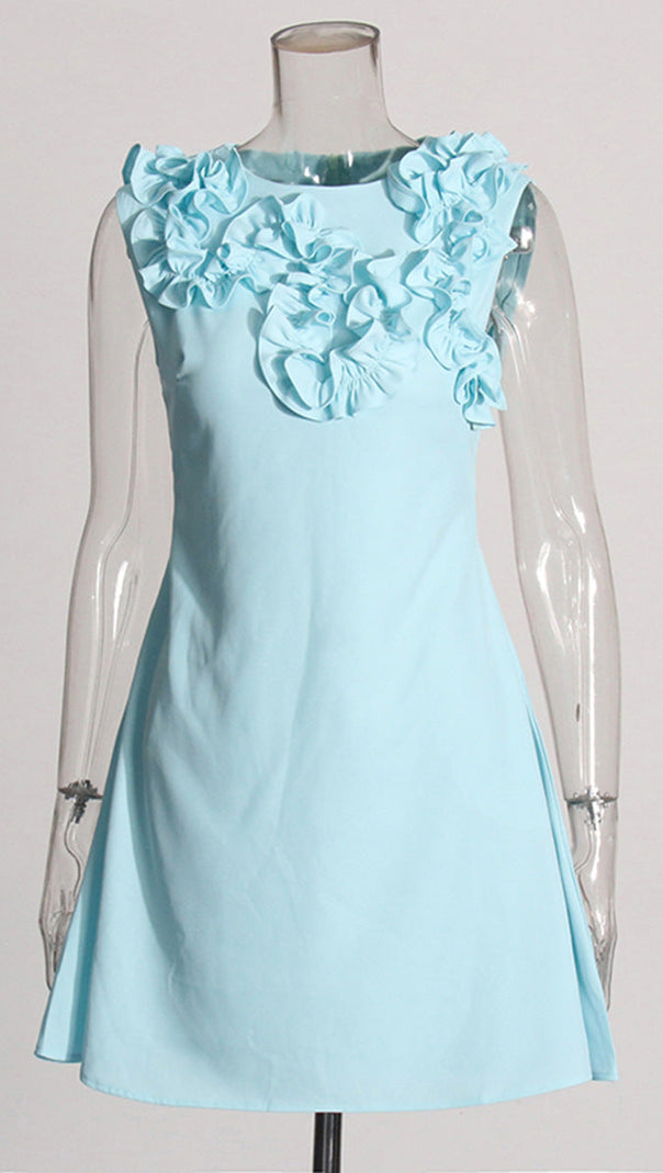 AIIZIE FLORAL EMBELLISHED A-LINE MINI DRESS IN BLUE - product image