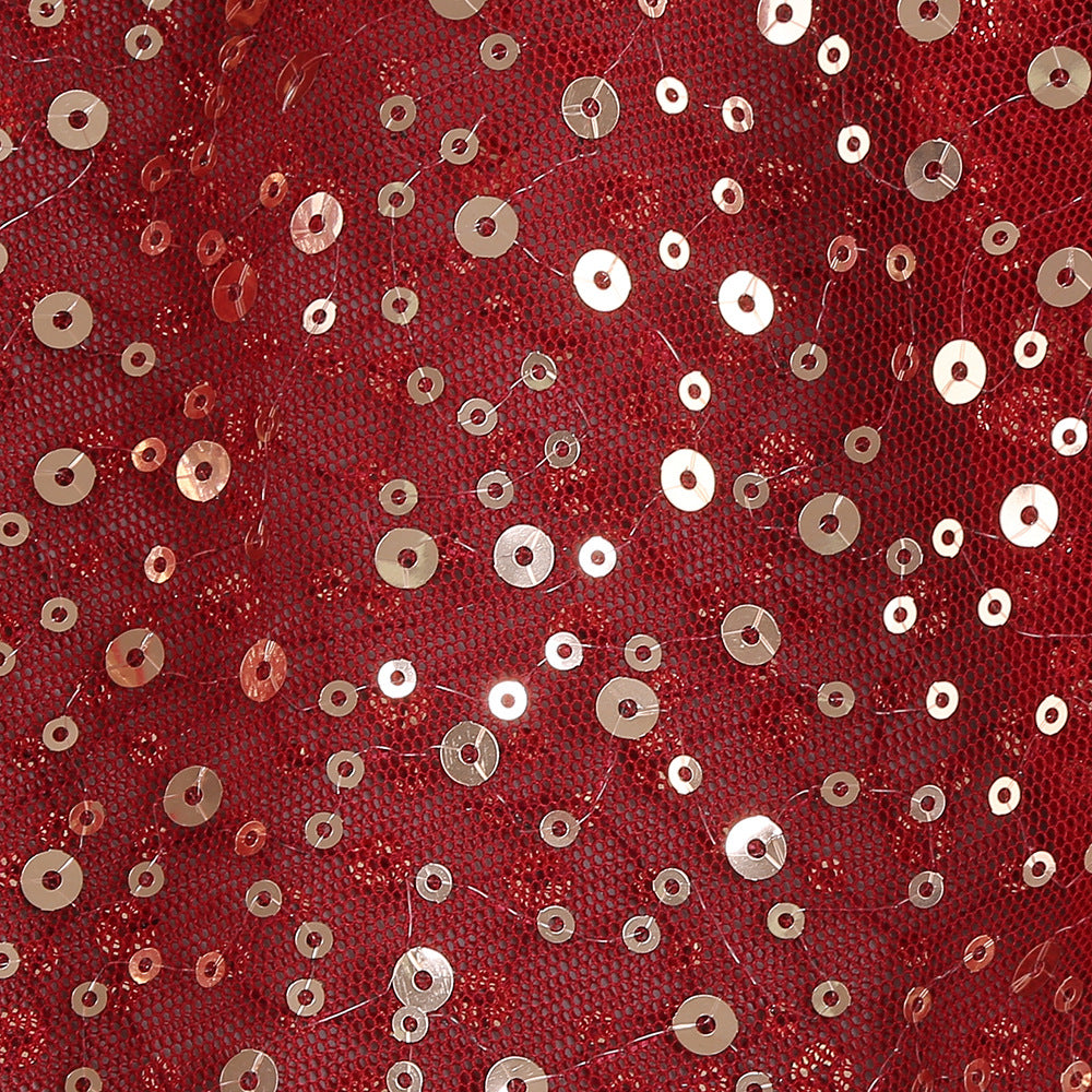 AIIZIE RED SHEER SEQUINED CORSET - STYLE MIDI DRESS - product image