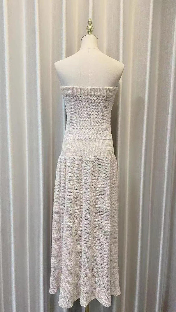 AIIZIE kimberley beige off-shoulder Sleeveless sequin jersey Maxi Dress - product image
