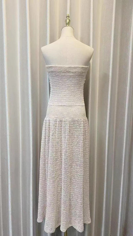 kimberley beige off-shoulder Sleeveless sequin jersey Maxi Dress