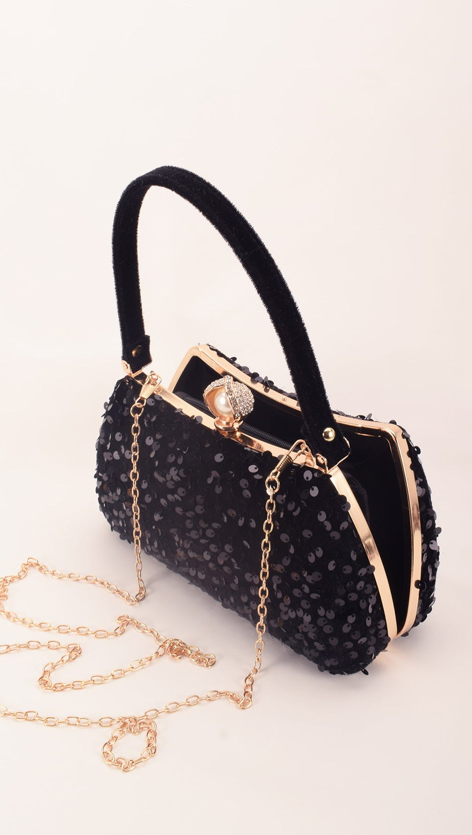 SOLID COLOR SEQUIN CLUTCH