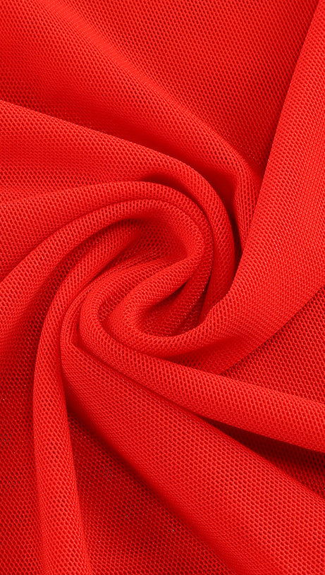 SHERRY OFF-SHOULDER TULLE BANDAGE MAXI DRESS IN RED