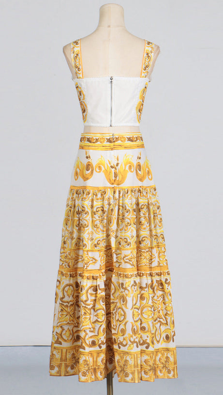 LORRAINE PRINT COTTON POPLIN RUFFLES MAXI DRESS