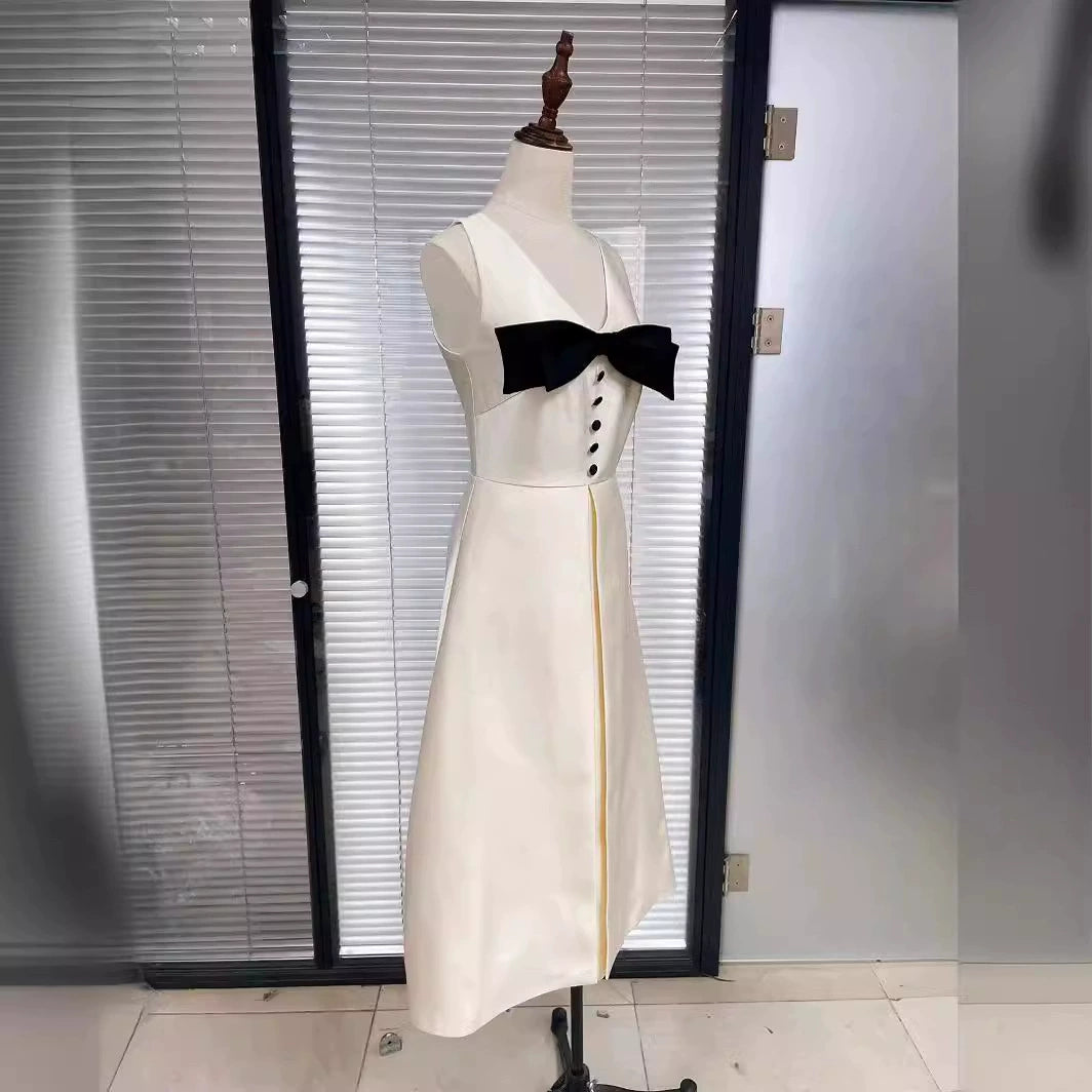 AIIZIE FLOWER EMBELLISHED BOW MIDI DRESS IN WHITE - product image