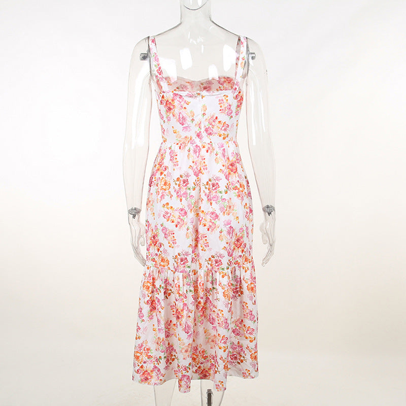 FLORAL MIDI DRESS IN IVORY