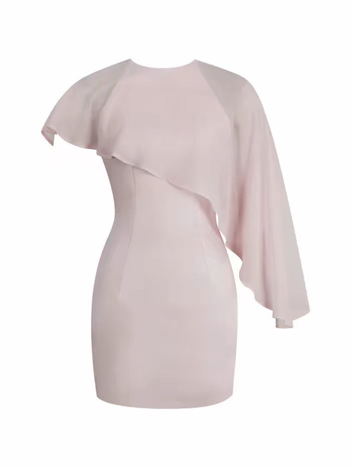 AIIZIE Wendy Cape-Overlay Bodycon Mini Dress in Blush Pink - product image