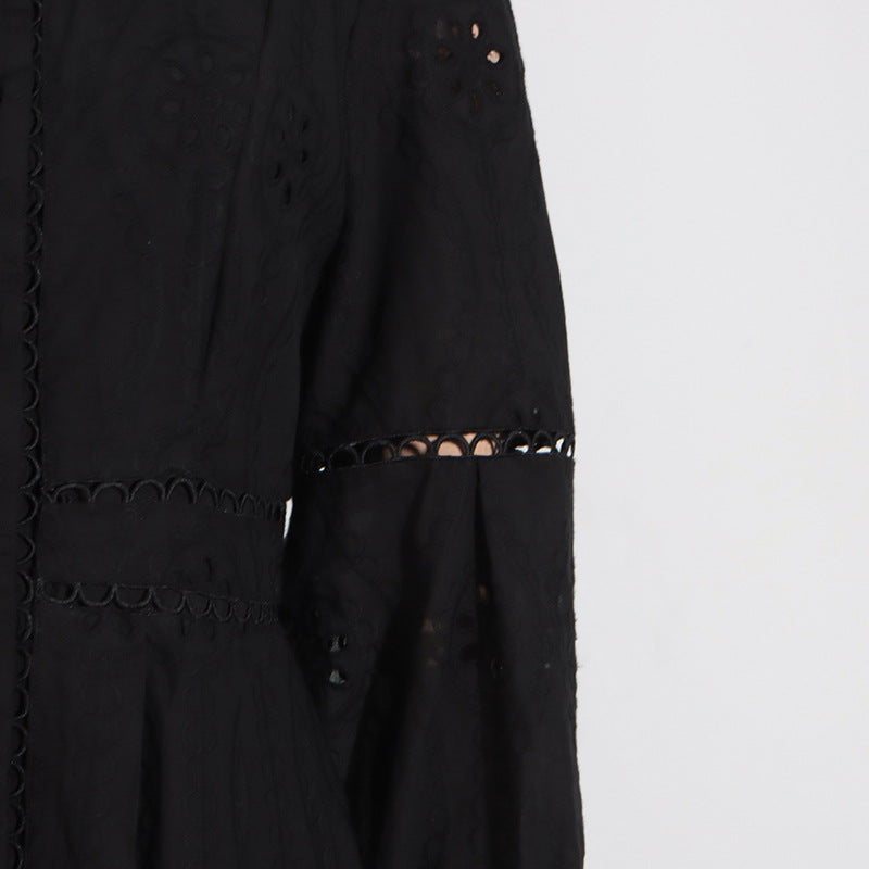 ABITO MIDI RETRO MONOPETTO IN PIZZO CAVO NERO