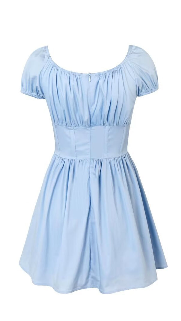 AIIZIE BABY BLUE GATHERED MINI DRESS - product image