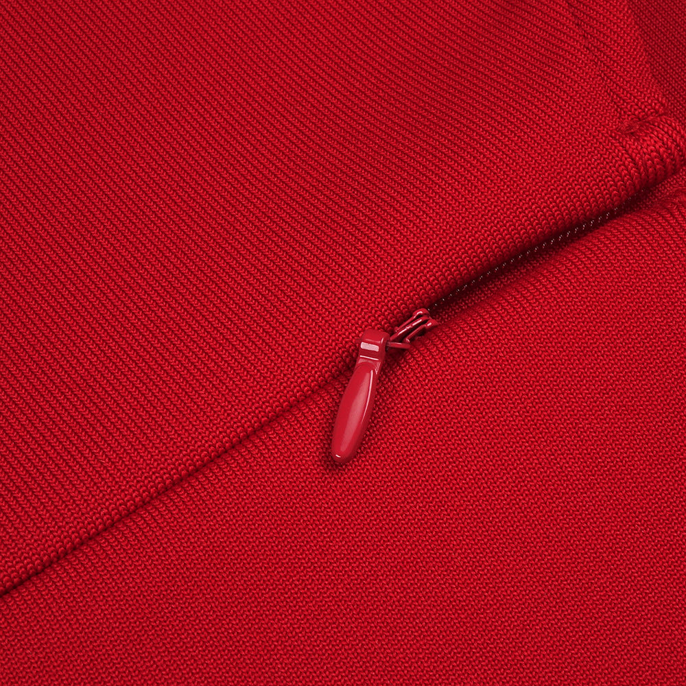 ABITO ROSSO CON SCHIENA SENZA TASCHE E SCOLLO A V