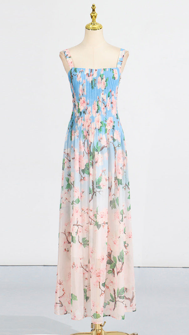 AIIZIE XAVIERA PLEATED SILK CHIFFON GOWN IN BLUE - product image