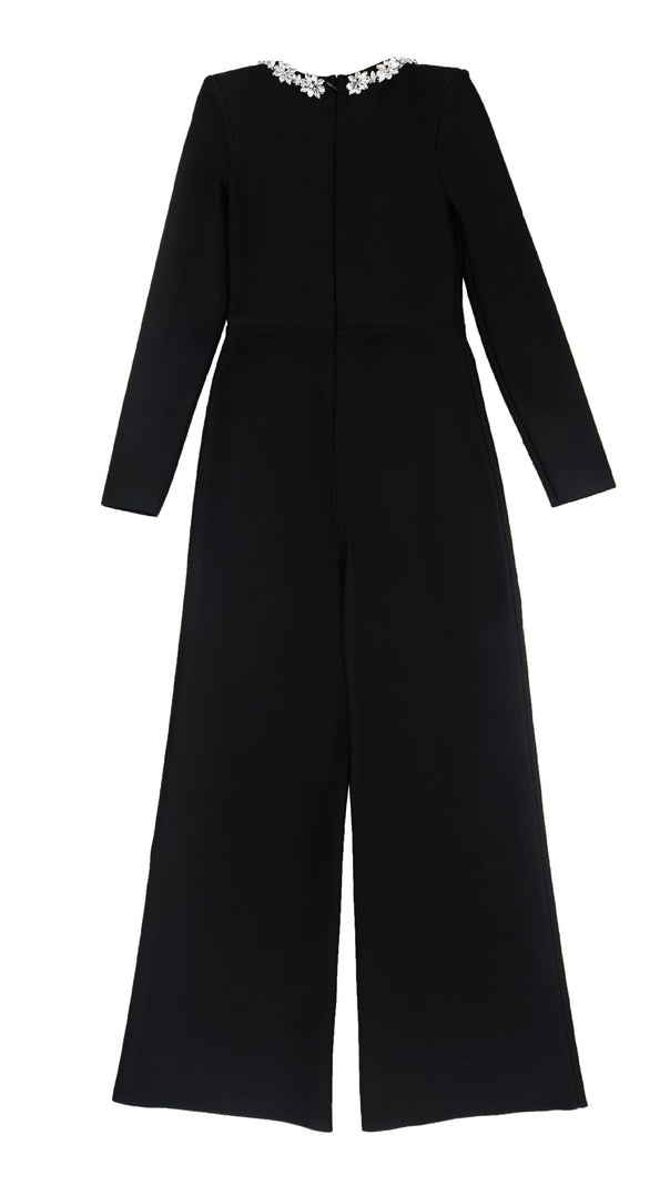 AIIZIE BLACK LONG - SLEEVED JUMPSUIT WITH WIDE - LEG PANTS - product image