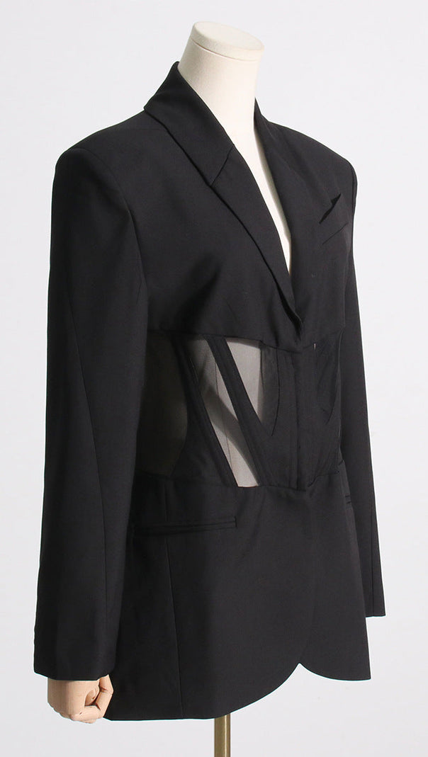 AIIZIE V-NECK CORSET JACKET IN BLACK - product image