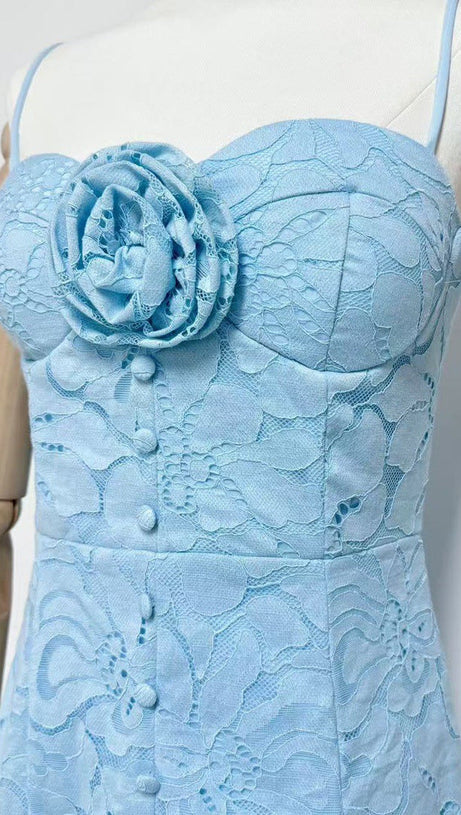 SAMANTHA HOLLOW OUT SLEEVELESS MAXI DRESS IN BLUE