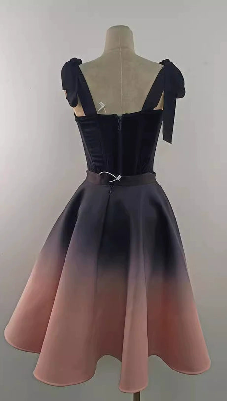 CORA BLACK VELVET BUSTIER CORSET GROSGRAIN MINI DRESS SUIT