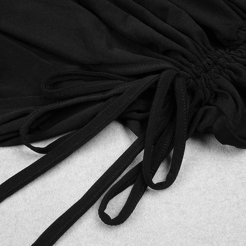 Französisches schwarzes Sling-Kleid aus Strickbandage 