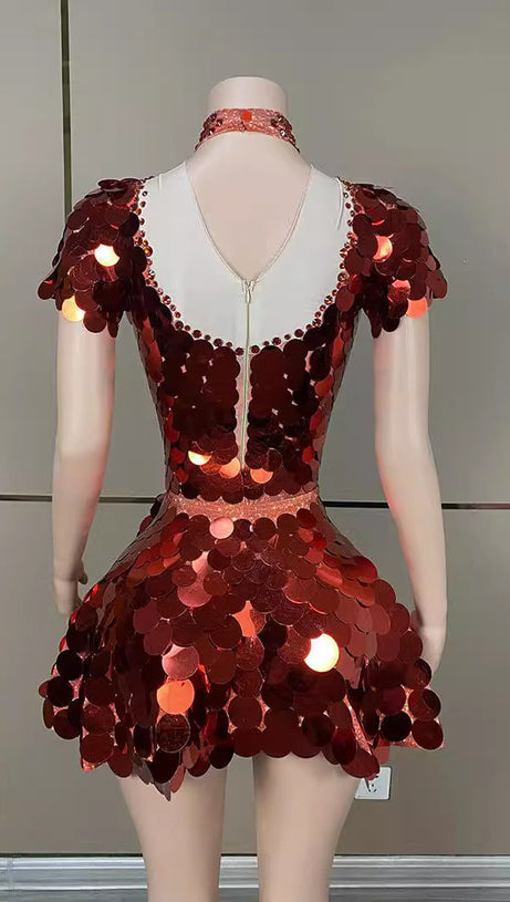 HELENE BURGUNDY SEQUINS DIAMANTE SET