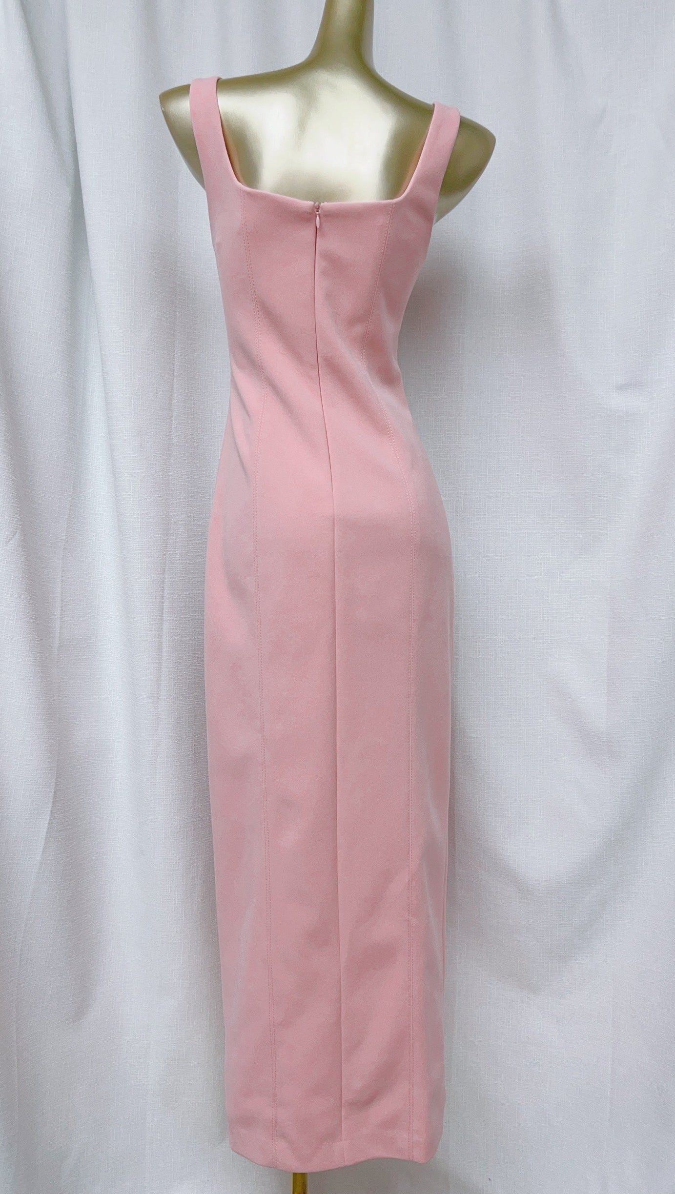 SLIT BONDED CREPE GOWN IN PINK