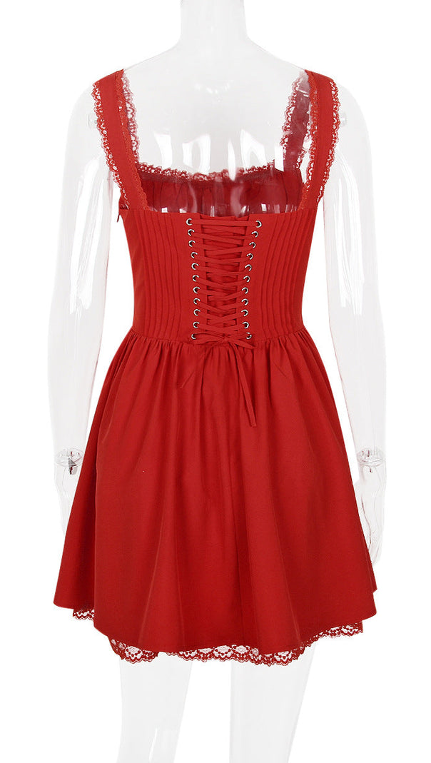 MINI ABITO CON CORSETTO IN PIZZO BIANCO 